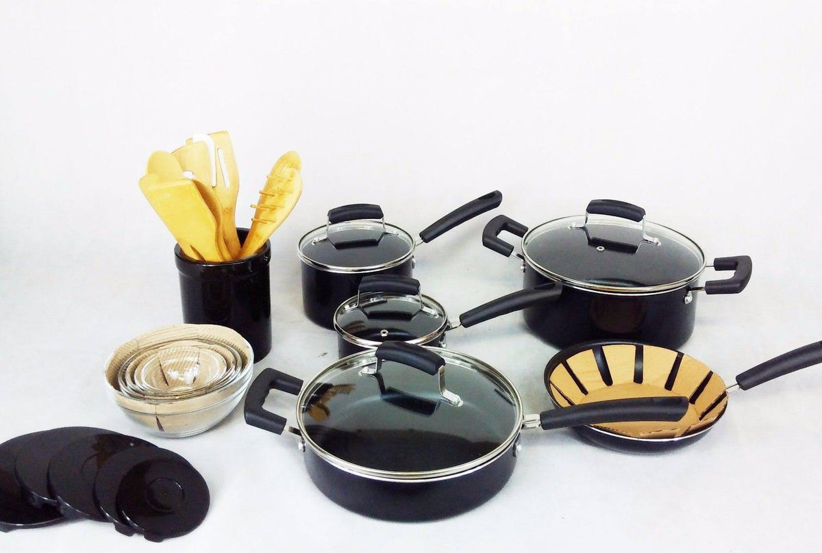 25-Piece Black Cookware Set D3126