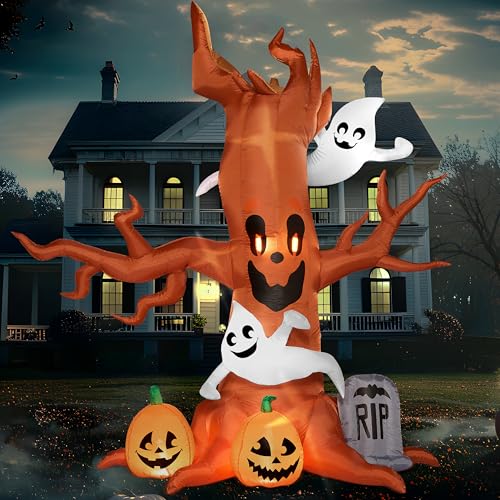 8 FT Halloween Inflatable Scary Tree with Ghost Decorations K68502