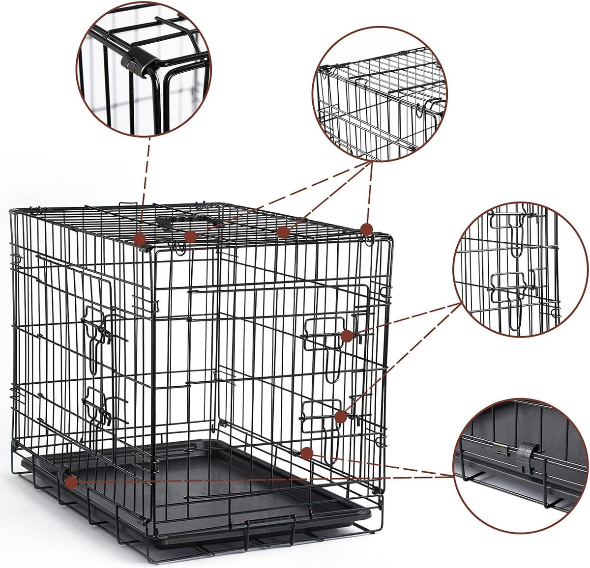 Collapsible Metal Dog Crate with Cover Pack of 2 I52040