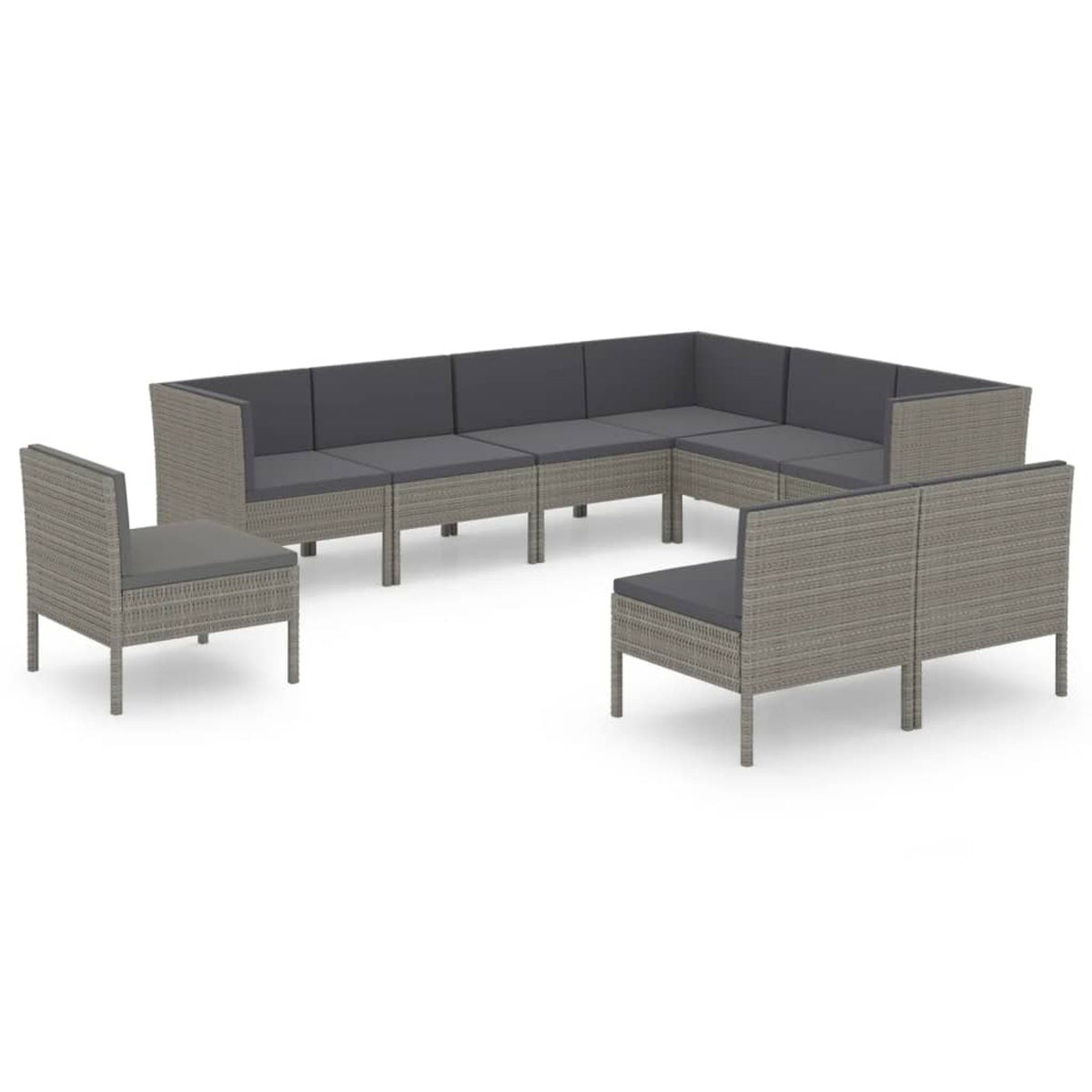 9 Piece Poly Rattan Outdoor Sectional Sofa Set F9163