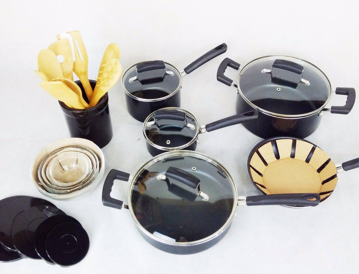 25-Piece Black Cookware Set D3126