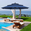 10FT 3 Tiers Adjustable Crank and Tilt Khaki Patio Umbrella E85068