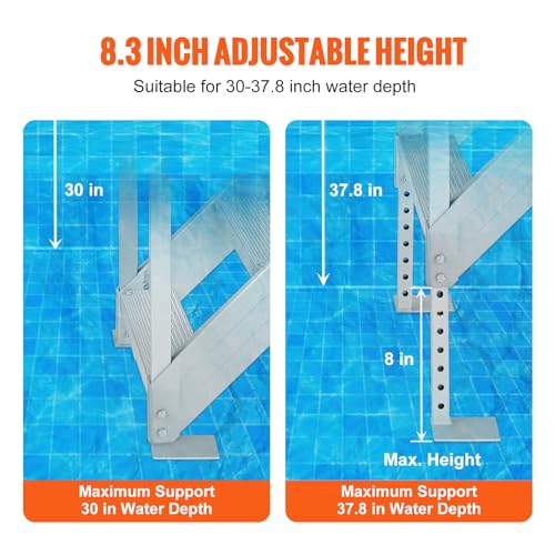 4 Steps 500lbs Adjustable Aluminum Dock Stairs with Handrails J68799