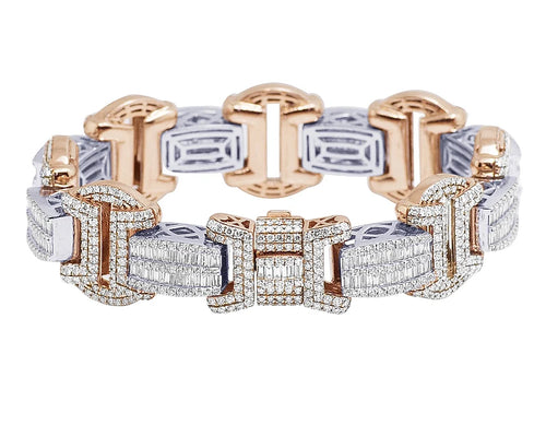 14K Rose White Gold Baguette Diamond Bracelet W2314