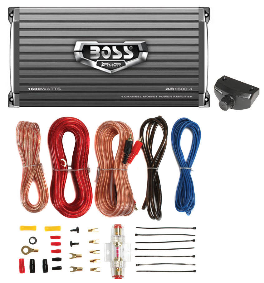 1600W 4 Channel Car Amplifier with Remote and 8 GA Amp Kit R59049