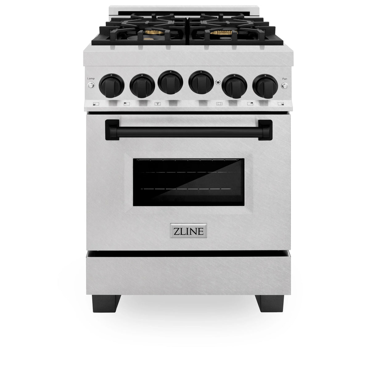 24 in. Gas Range with Gas Oven in Stainless Steel with Matte Black Accents B117