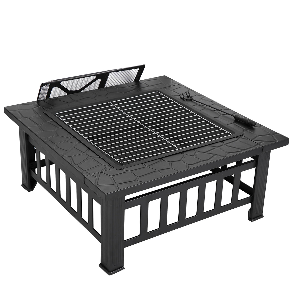 32 Outdoor Square Metal Wood Burning Fire Pit H59435