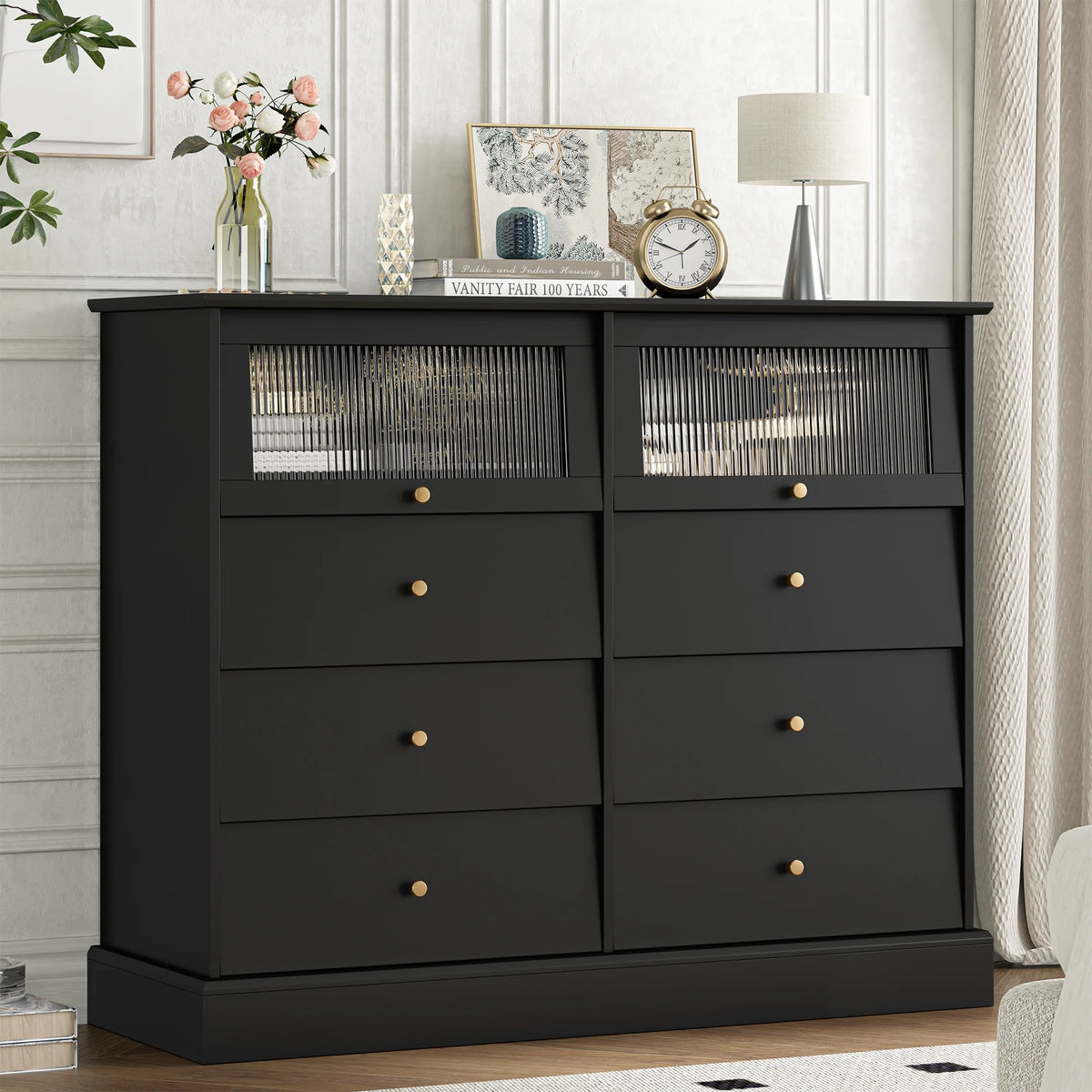 Black 8 Drawer Wood Dresser G544919