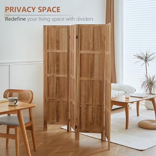 5.6 FT Folding Wooden Room Divider (Light Brown) S5972
