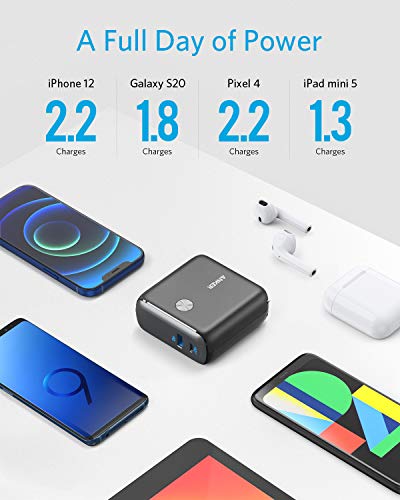 10,000 mAh 20W USB-C Portable Charger 2-in-1 Wall Charger (Black) X6217