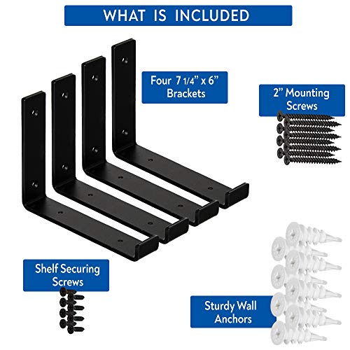 4-PK Black Iron Shelf Brackets Q84026