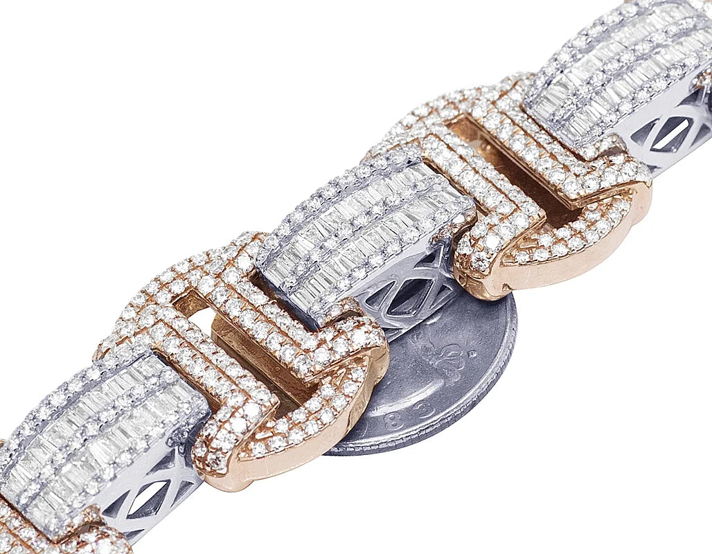 14K Rose White Gold Baguette Diamond Bracelet W2314