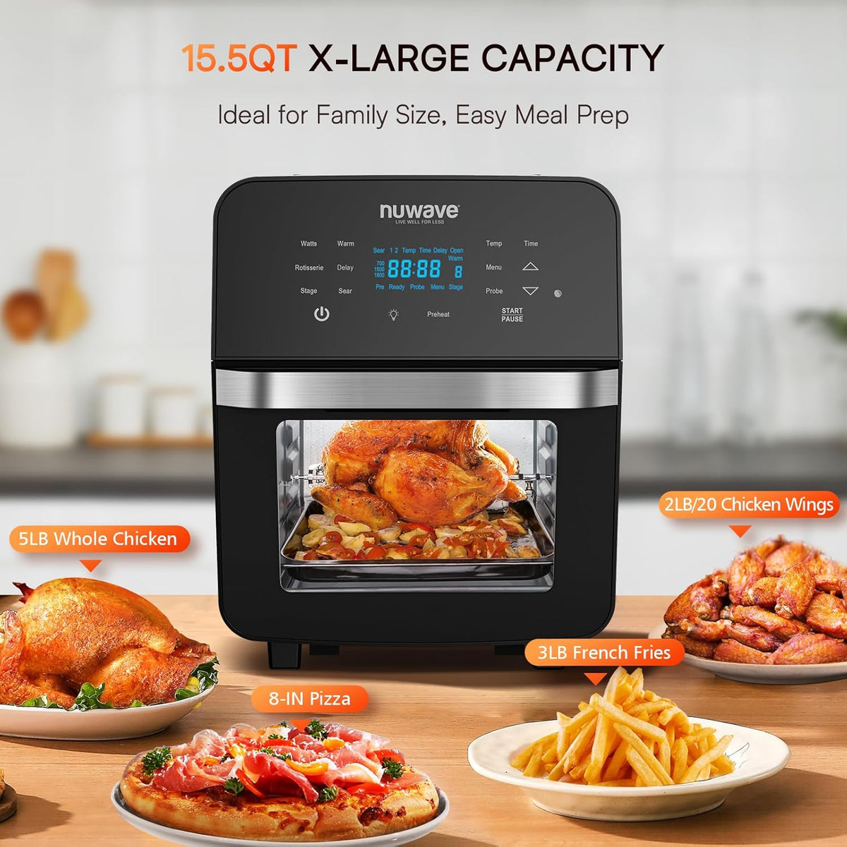 15.5Qt 10-IN-1 Air Fryer Rotisserie Oven J761