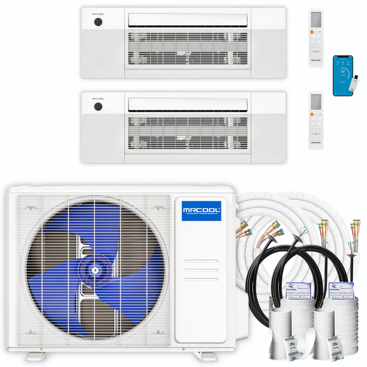 27,000 BTU 2 Zone Ceiling Cassette Ductless Air Conditioner and Heat Pump S11289