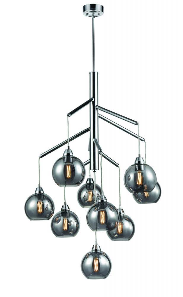 9 Light Foyer with Smoke Glass O6509