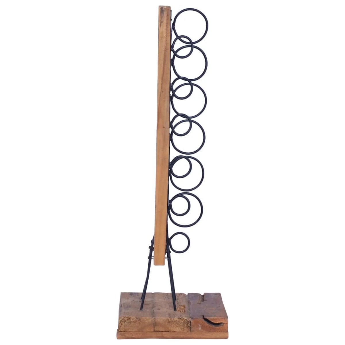 6 Bottles Solid Teak Wood Wine Rack H54853
