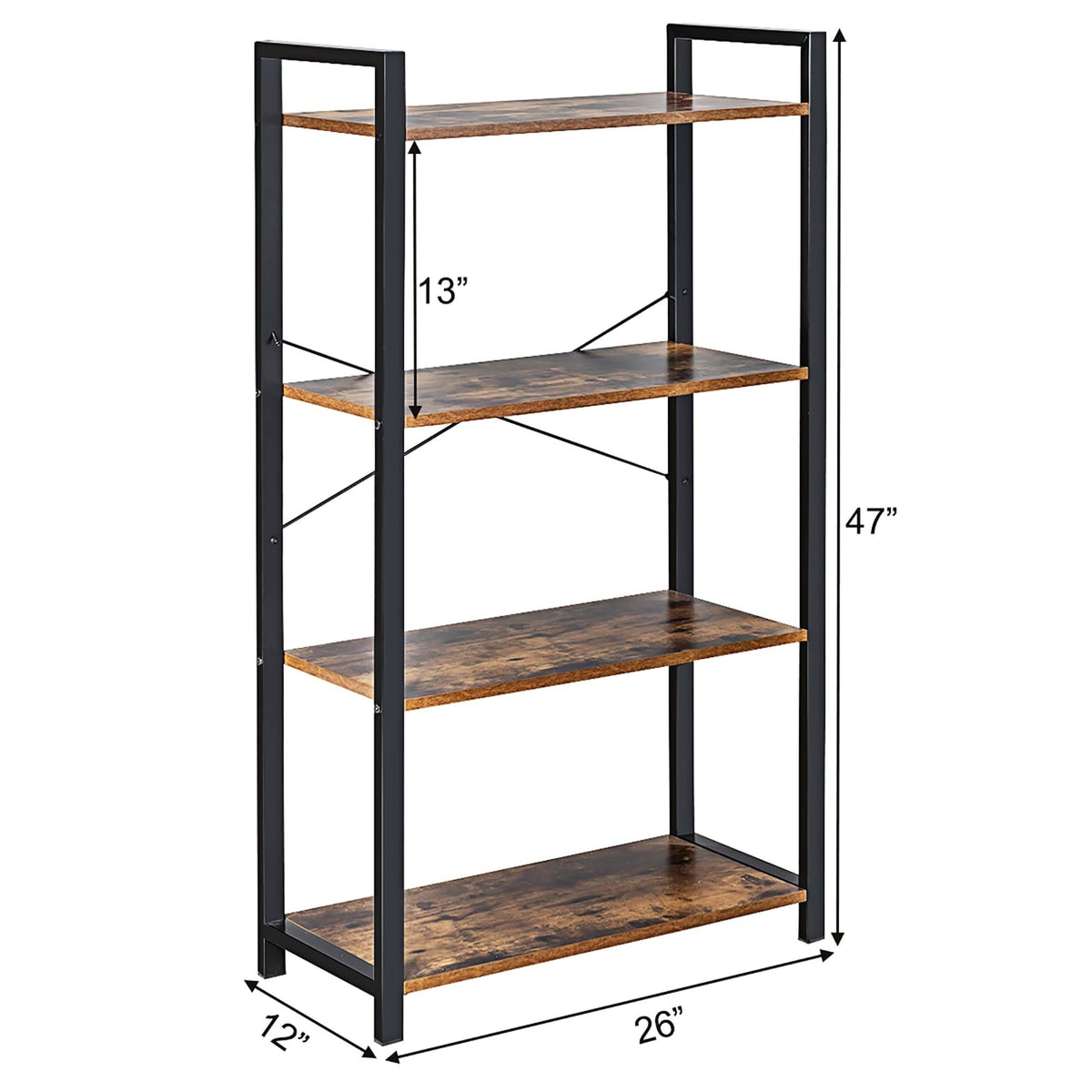 4-Tier Industrial Bookshelf Storage - Brown M997943