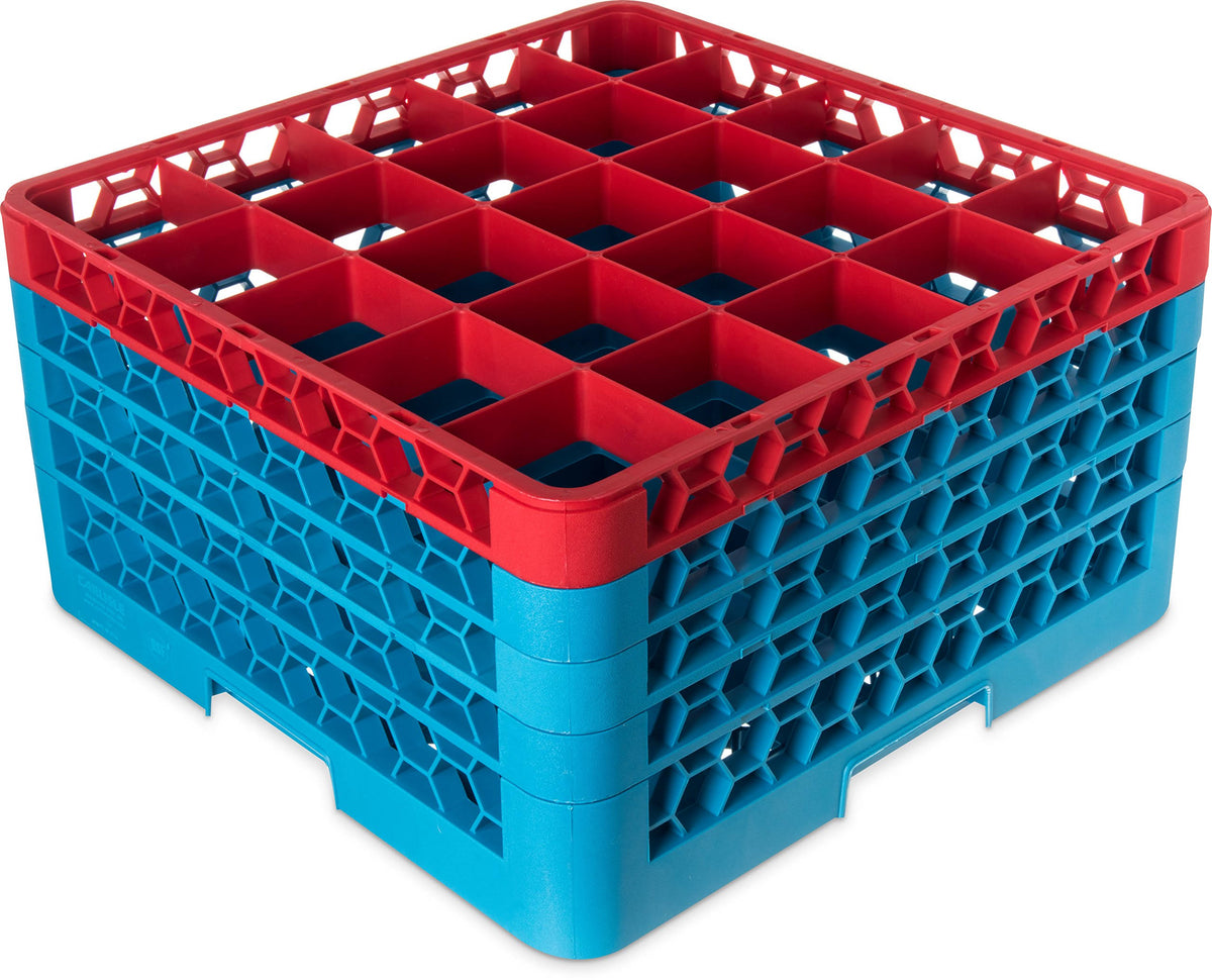 25 Compartment Red Glass Rack with 4 Extenders D87413