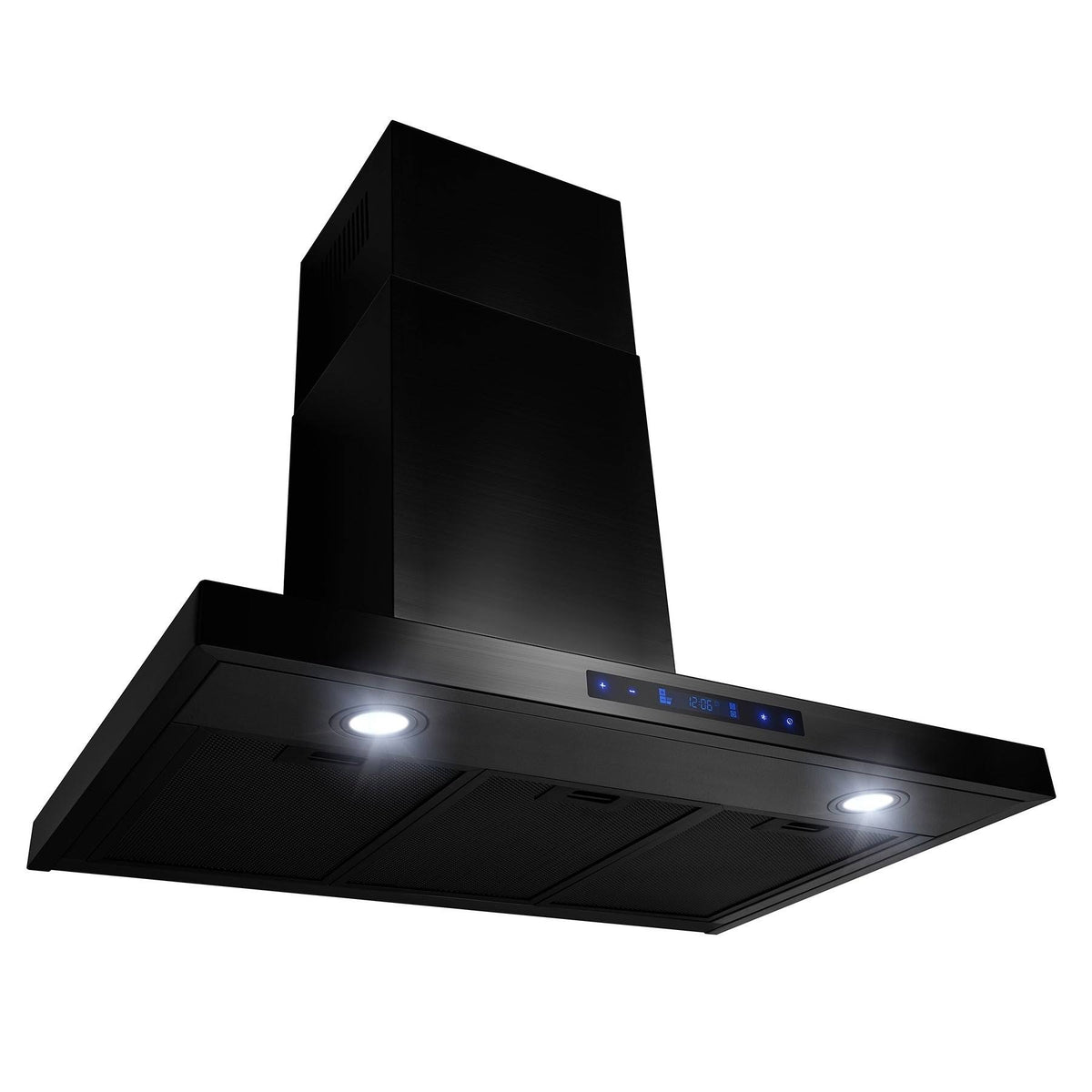 Black Stainless Steel Wall Mount Kitchen Range Hood with Touch Panel S349