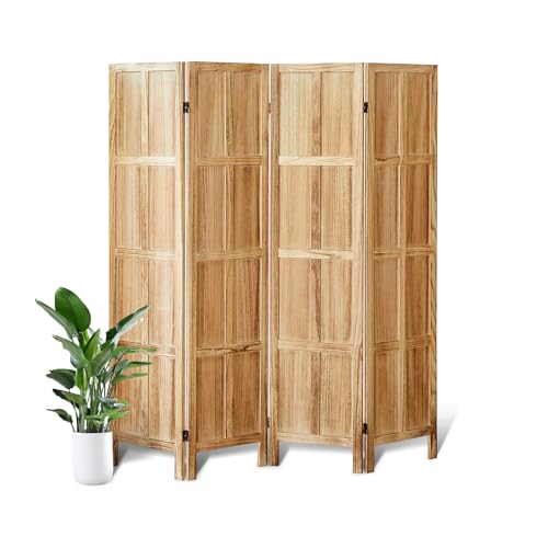 5.6 FT Folding Wooden Room Divider (Light Brown) S5972