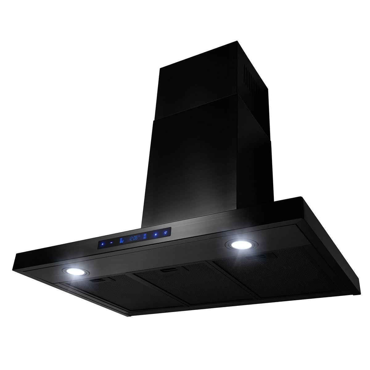 Black Stainless Steel Wall Mount Kitchen Range Hood with Touch Panel S349