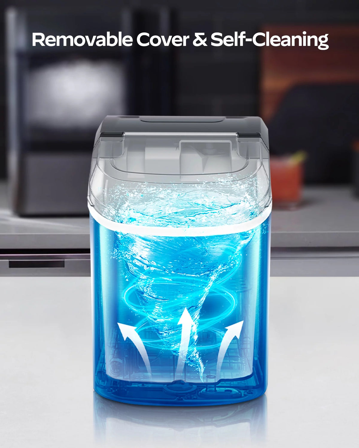 Black Countertop Ice Maker with Self-Cleaning M19680