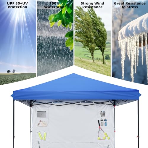 Blue 10x10 FT Pop Up Canopy Tent with 1 Sidewall B10581
