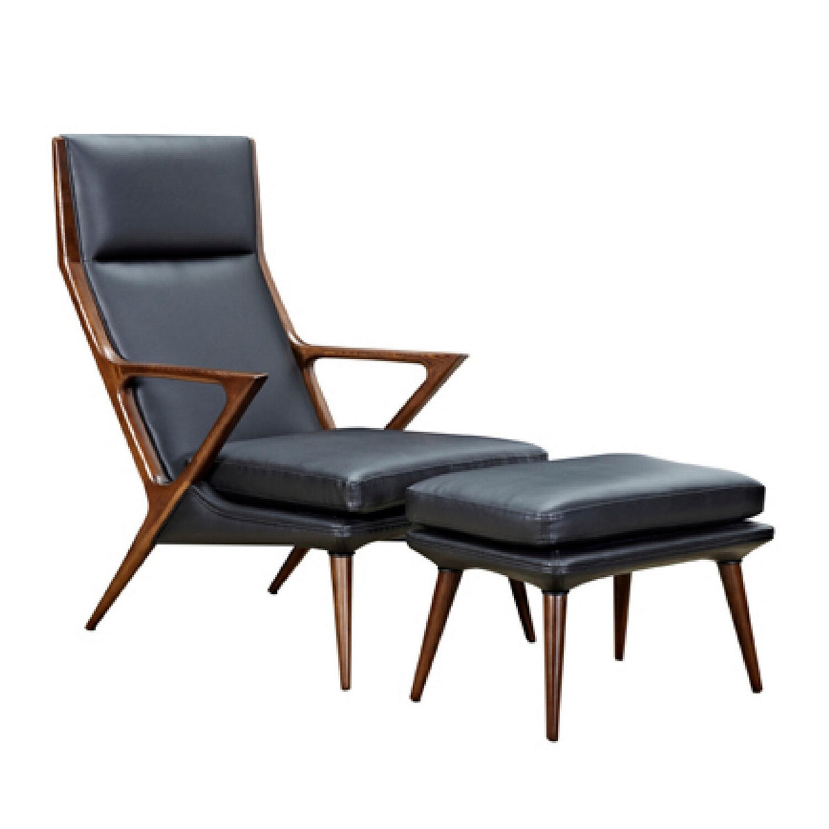 Brown and Black 2 Piece Lounge Chair and Ottoman Set K9803