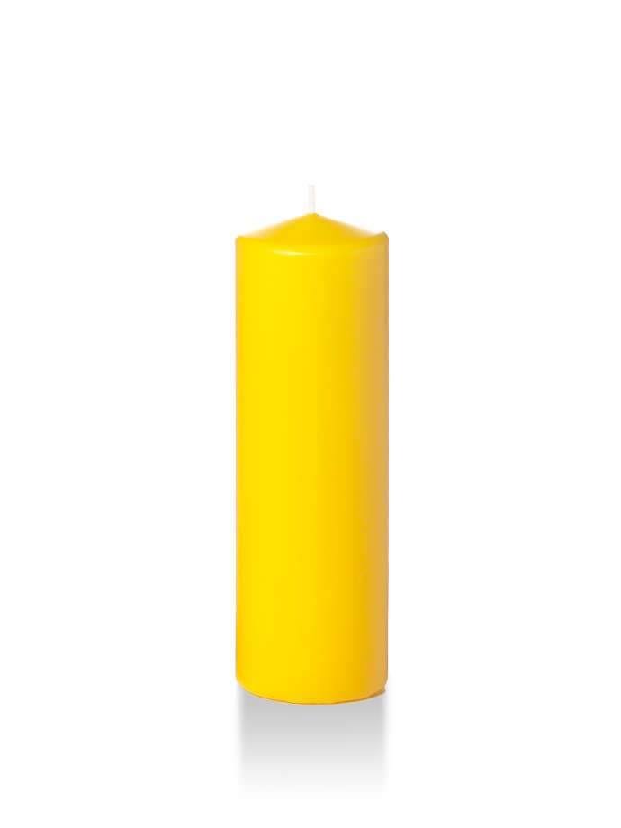 16 Pc Bright Yellow Slim Pillar Candles B4924