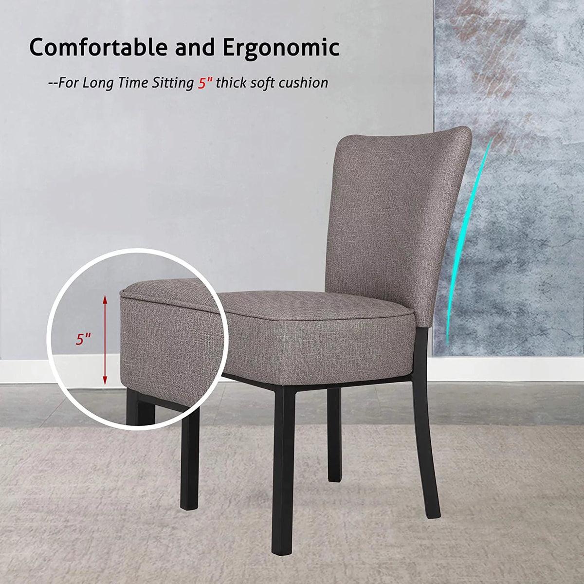 2 Set Gray PU Leather Dining Chairs with Metal Frame A894