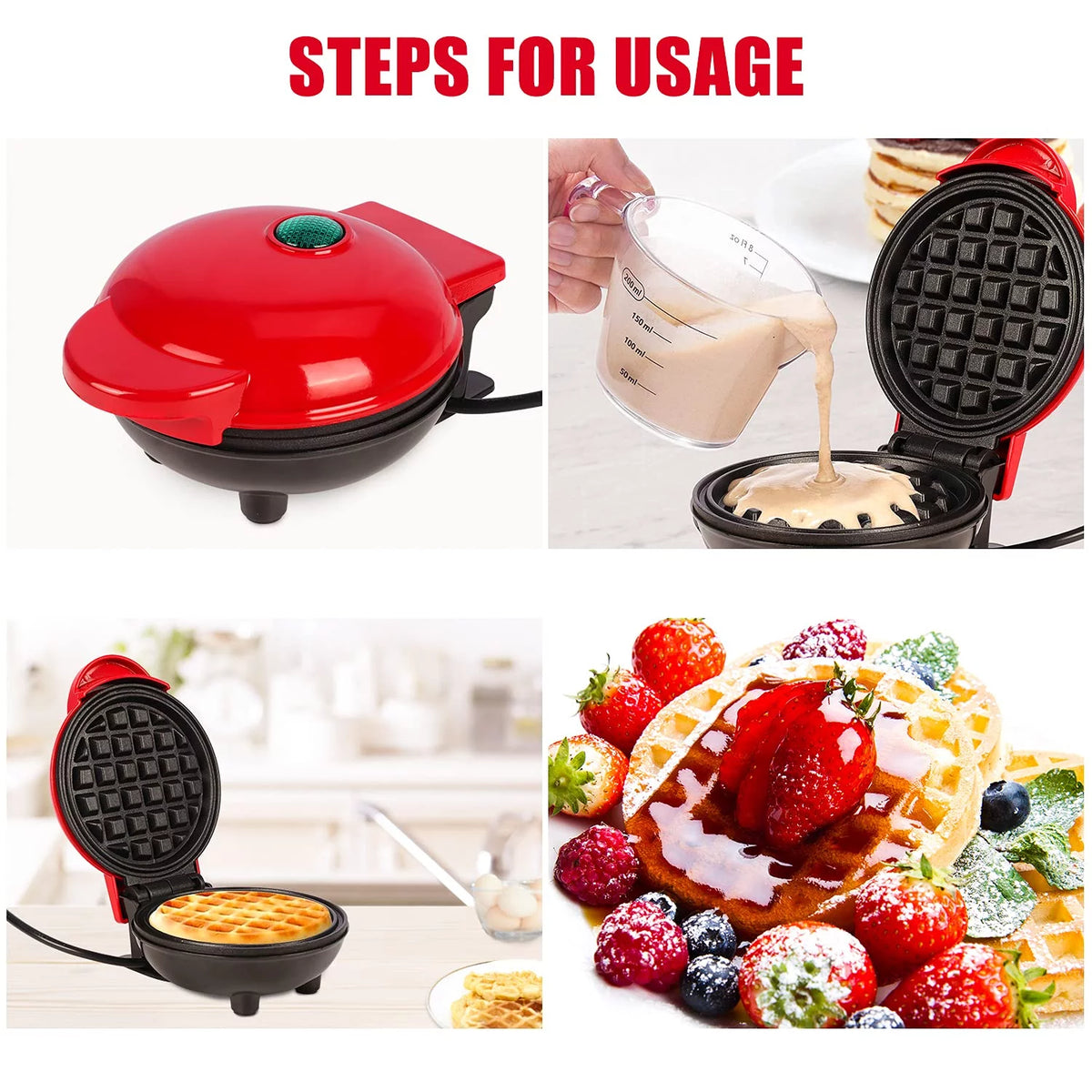 4 inch Portable Electric Non-Stick Mini Waffle Maker H2335