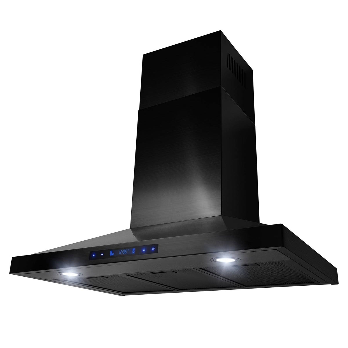 Black Stainless Steel Wall Mount Kitchen Range Hood with Touch Panel S349