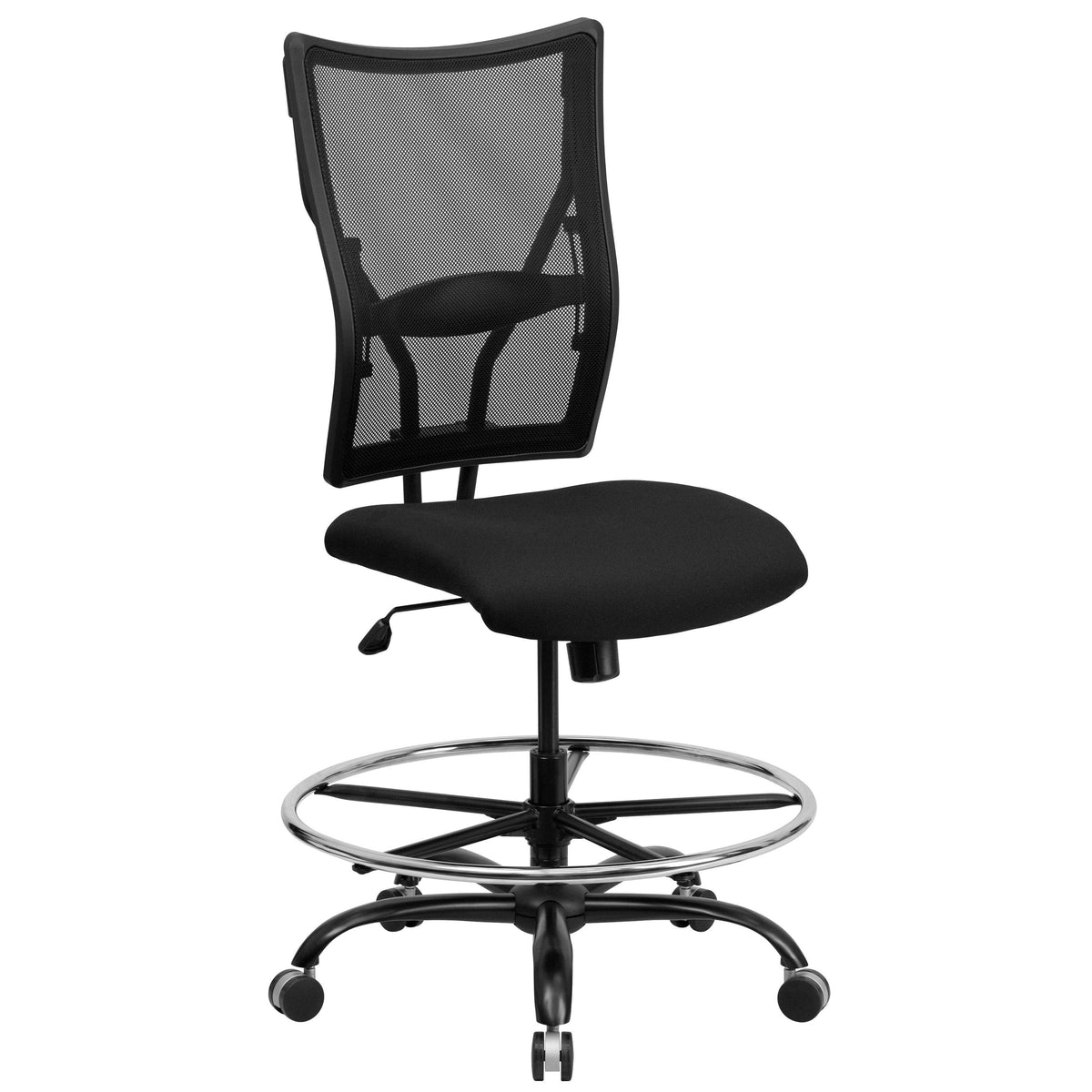 Black Mesh Adjustable Drafting Office Chair with Footrest E31948