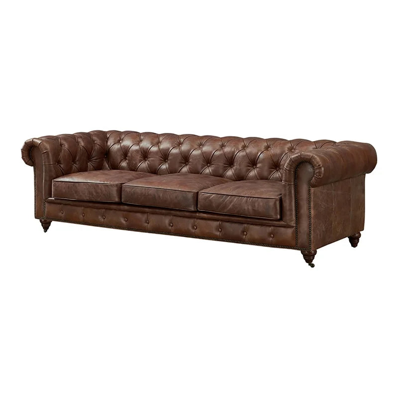 95" Dark Brown Leather Sofa X759215