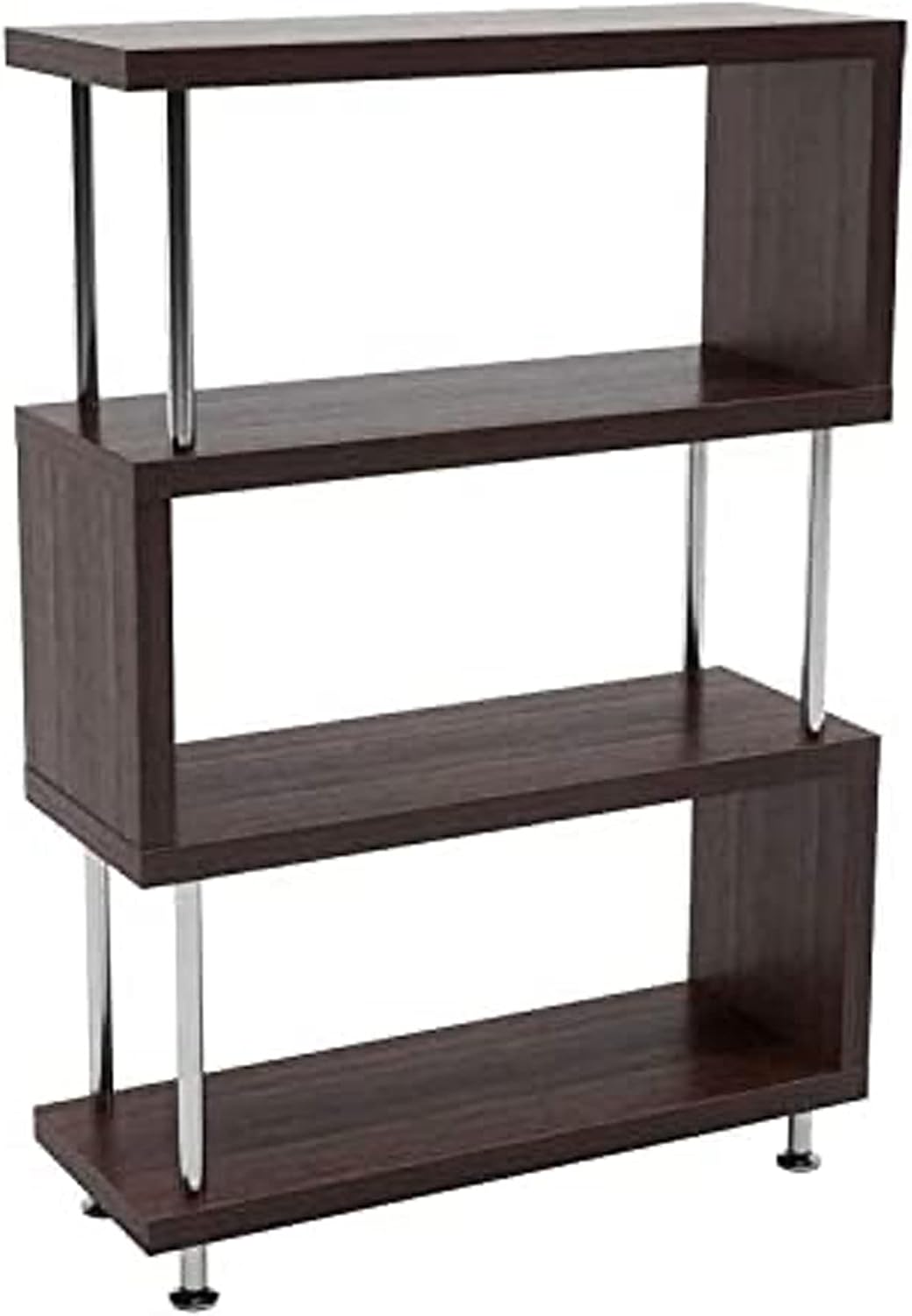 5 Shelf Geometric Bookcase with Metal Frame H629328