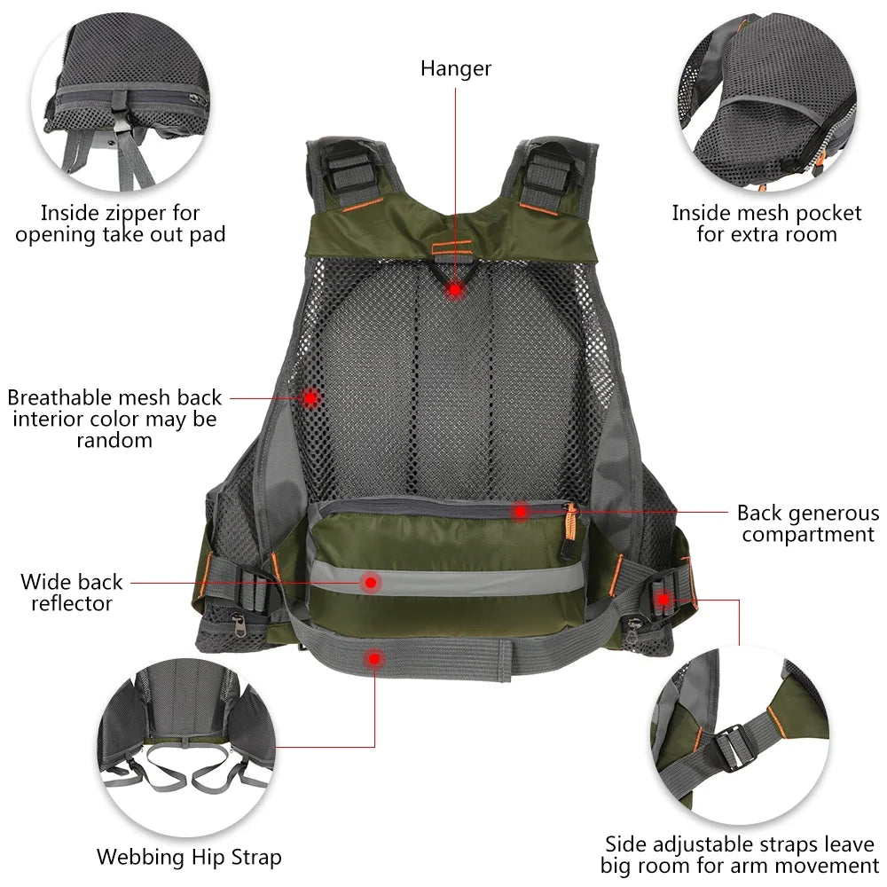 Breathable Padded Fishing Life Safety Jacket Swimming Sailing Waistcoat Utility Vest Floatation Device V526