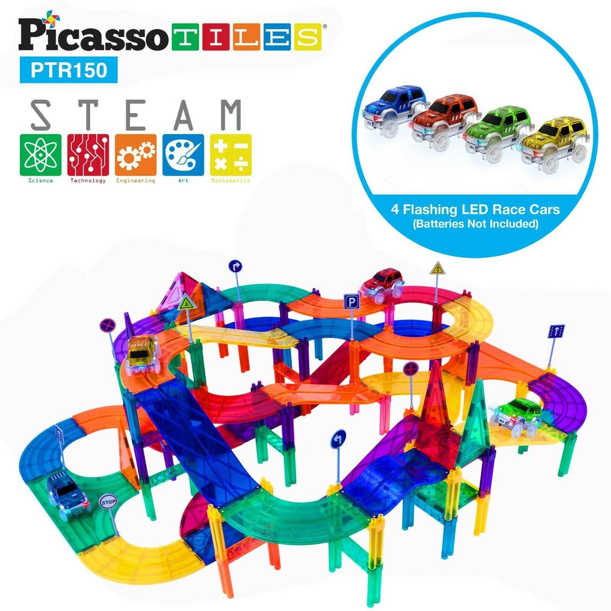 150 Piece Magnetic Building Block Race Track Set O7598