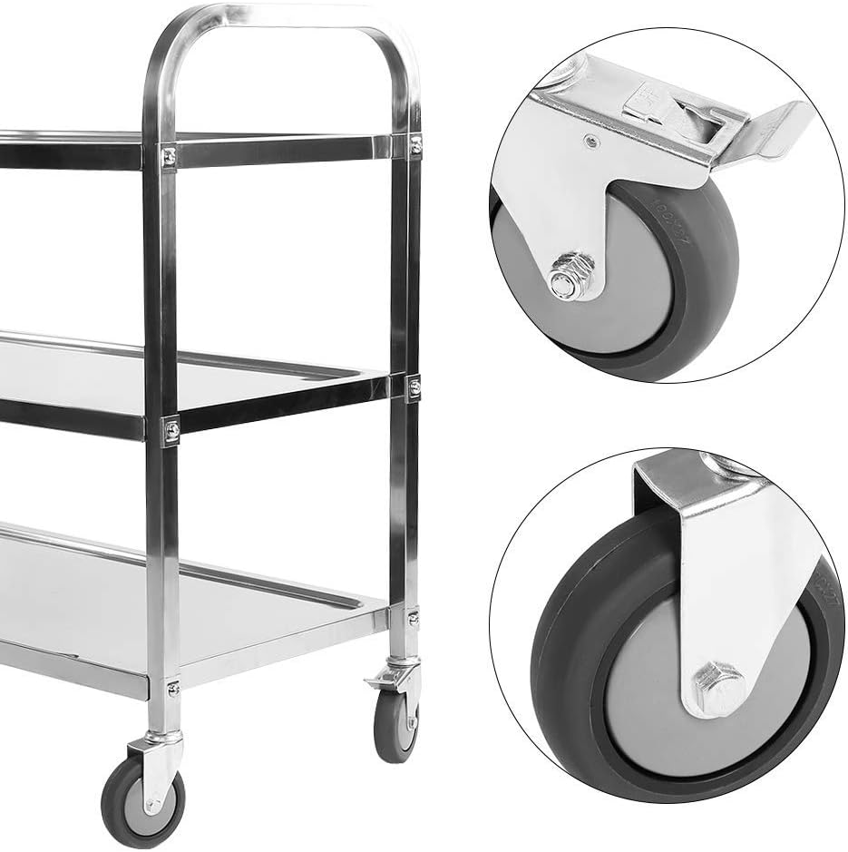 3 Tier Stainless Steel Utility Cart with Wheels E50522