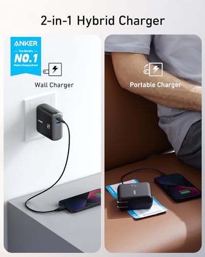 10,000 mAh 20W USB-C Portable Charger 2-in-1 Wall Charger (Black) X6217
