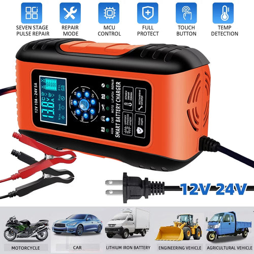 12V/24V Smart Automatic Car Battery Charger W233343