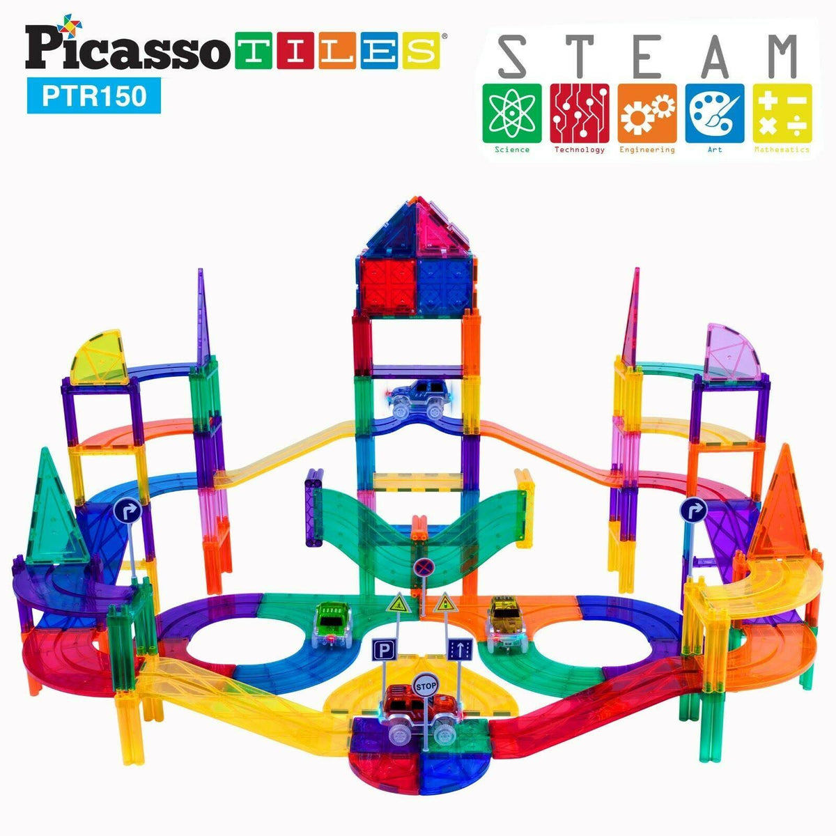 150 Piece Magnetic Building Block Race Track Set O7598