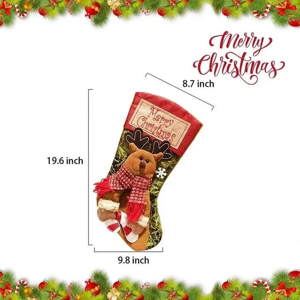 18" 3D Christmas Stockings 3 Pack Y399081