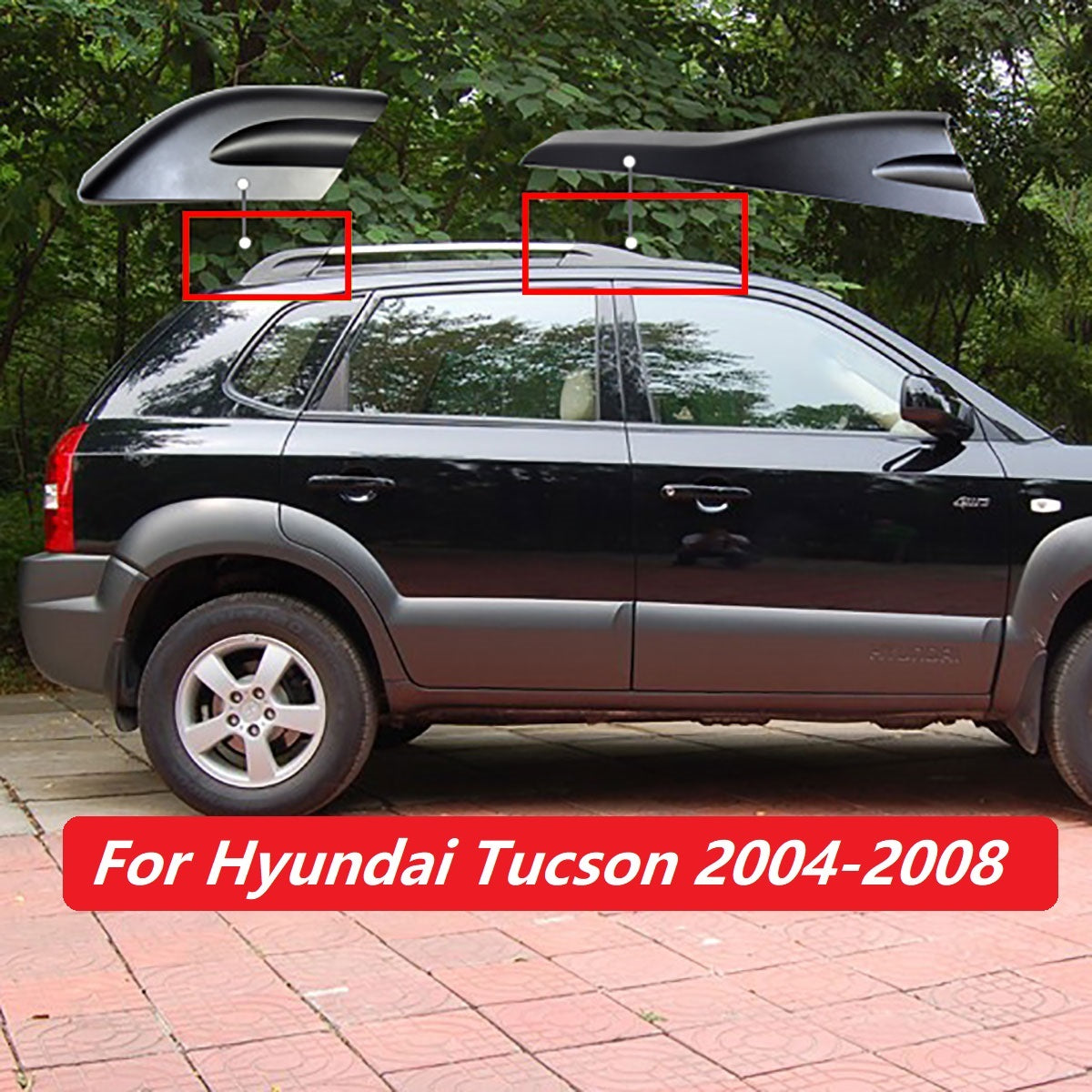 Black Car Roof Rack Rail End Cover Cap for Hyundai Tucson R472518