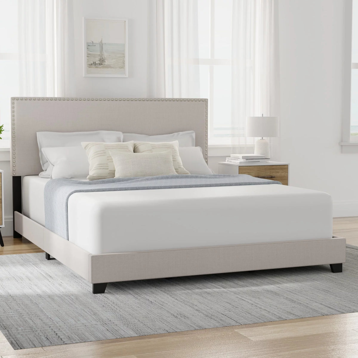 Charcoal Fabric Upholstered Queen Bed Z565