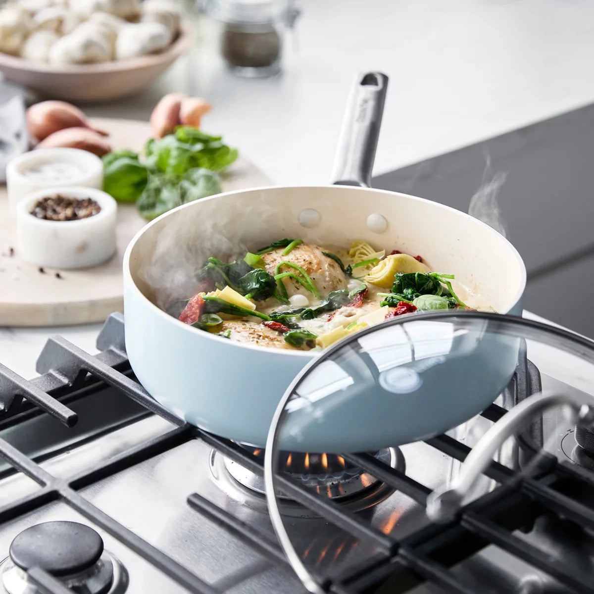 10-Piece Non-Stick Ceramic Cookware Set, Light Blue K425806