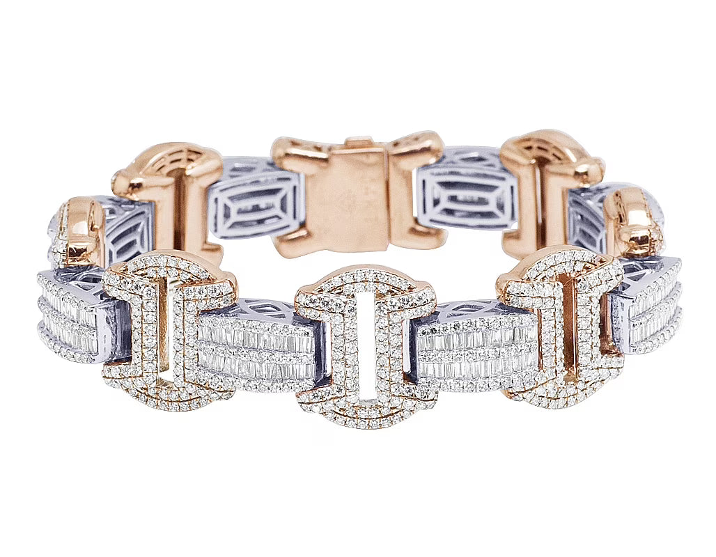 14K Rose White Gold Baguette Diamond Bracelet W2314