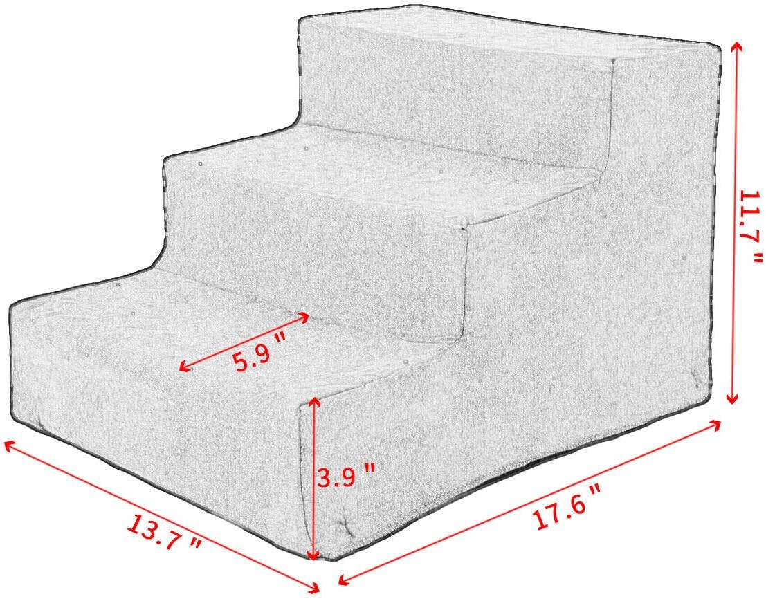 3-Step Non-Slip Pet Stairs with Soft Cover S41544