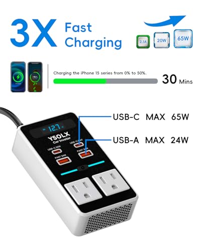 300W DC 12V to 110V AC Car Power Inverter with USB-C & USB-A N749845