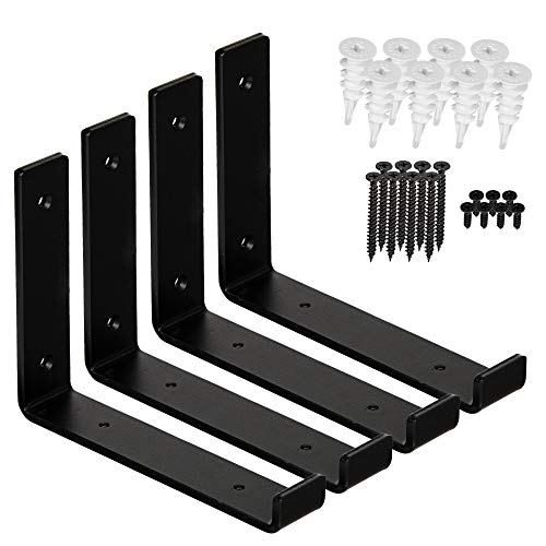 4-PK Black Iron Shelf Brackets Q84026