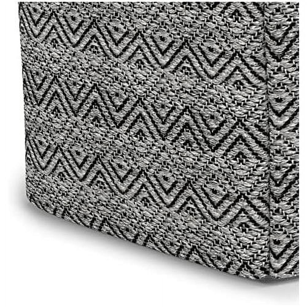 18"X18"X14" Dark Gray Black Cotton Woven Pouf Ottoman X76865